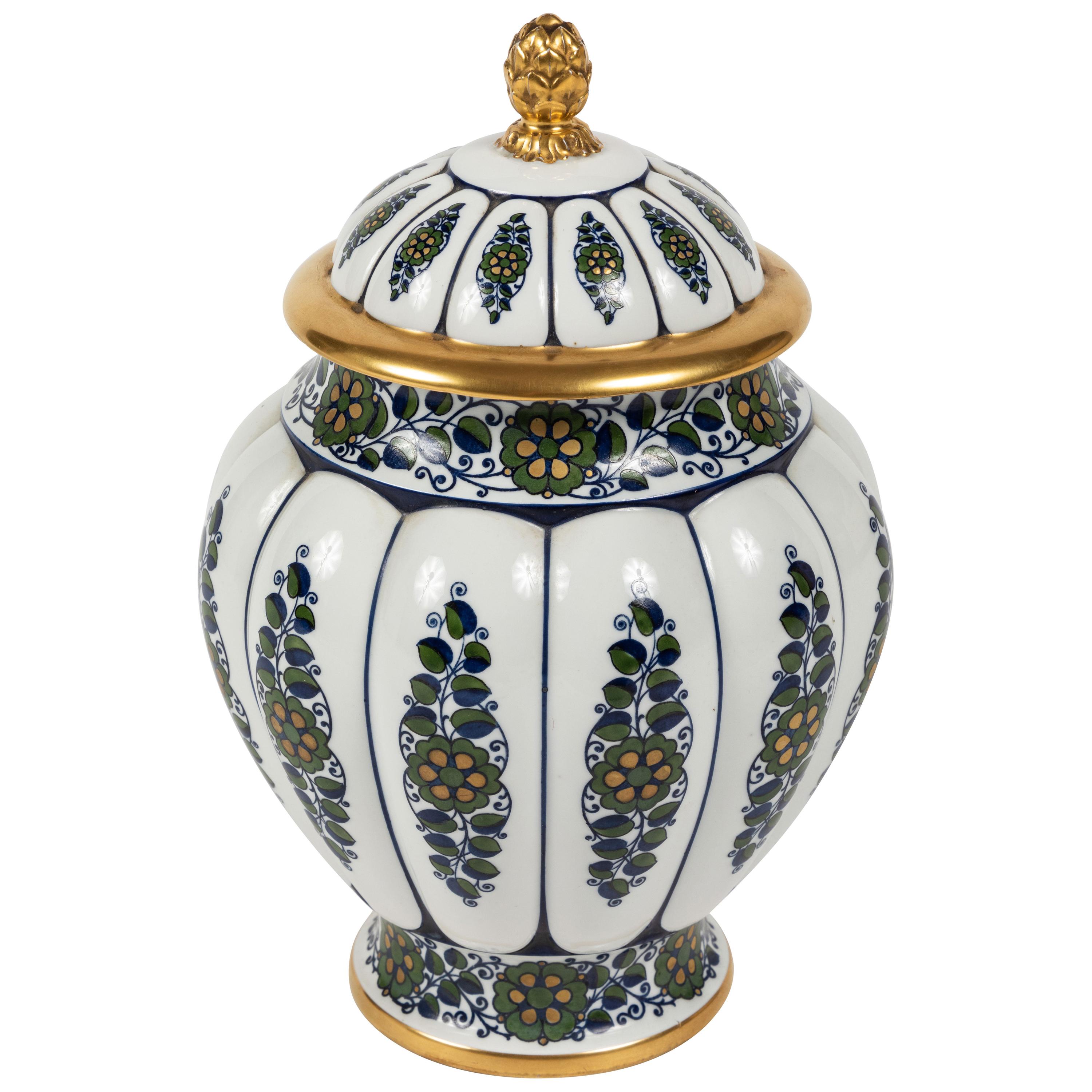 Paint Decorated Lidded Urn by Krautheim China For Sale