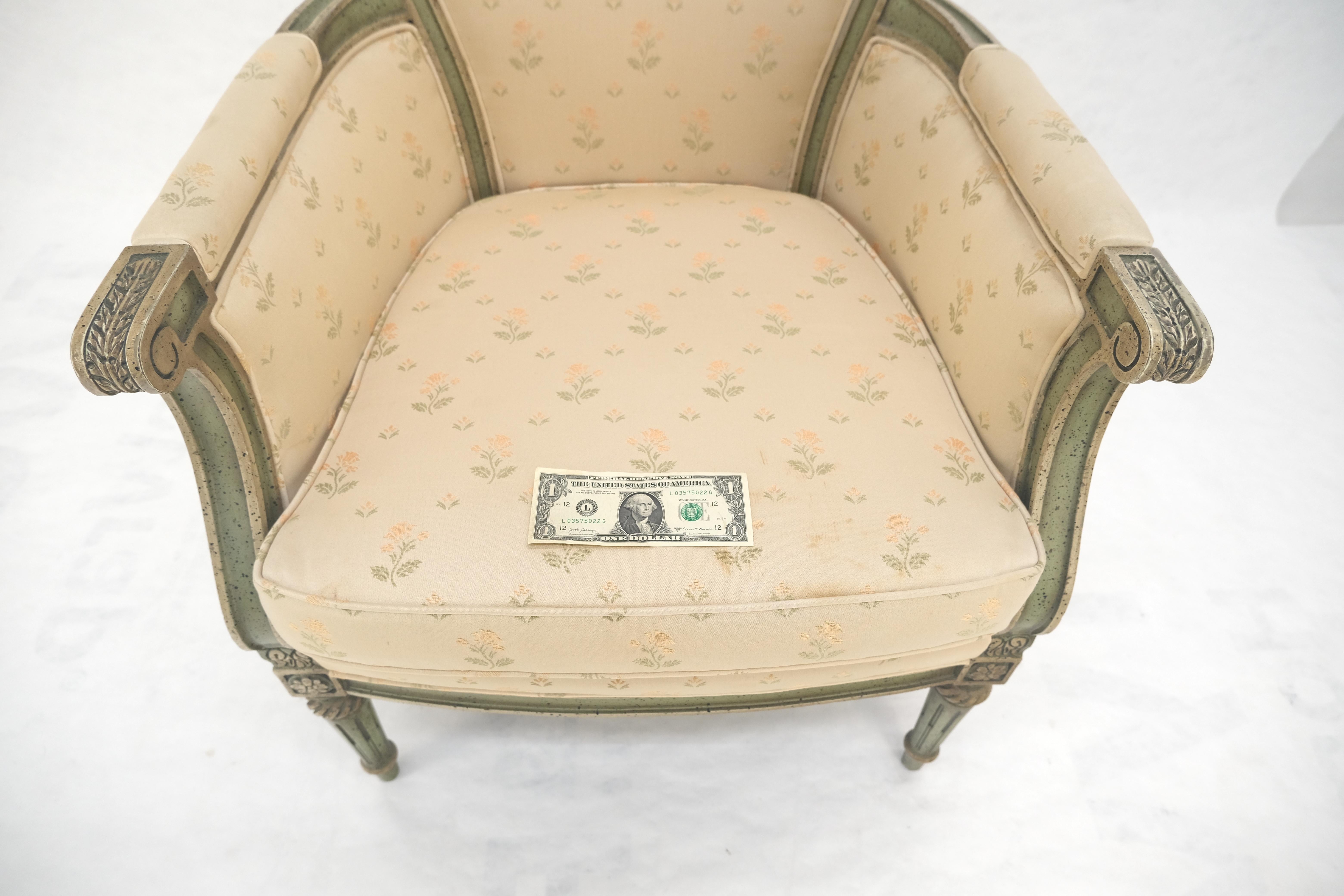 Gemalt Dekoriert Olive Grün Geschnitzt Ballon Rückenlehne Sessel MINT im Angebot 5