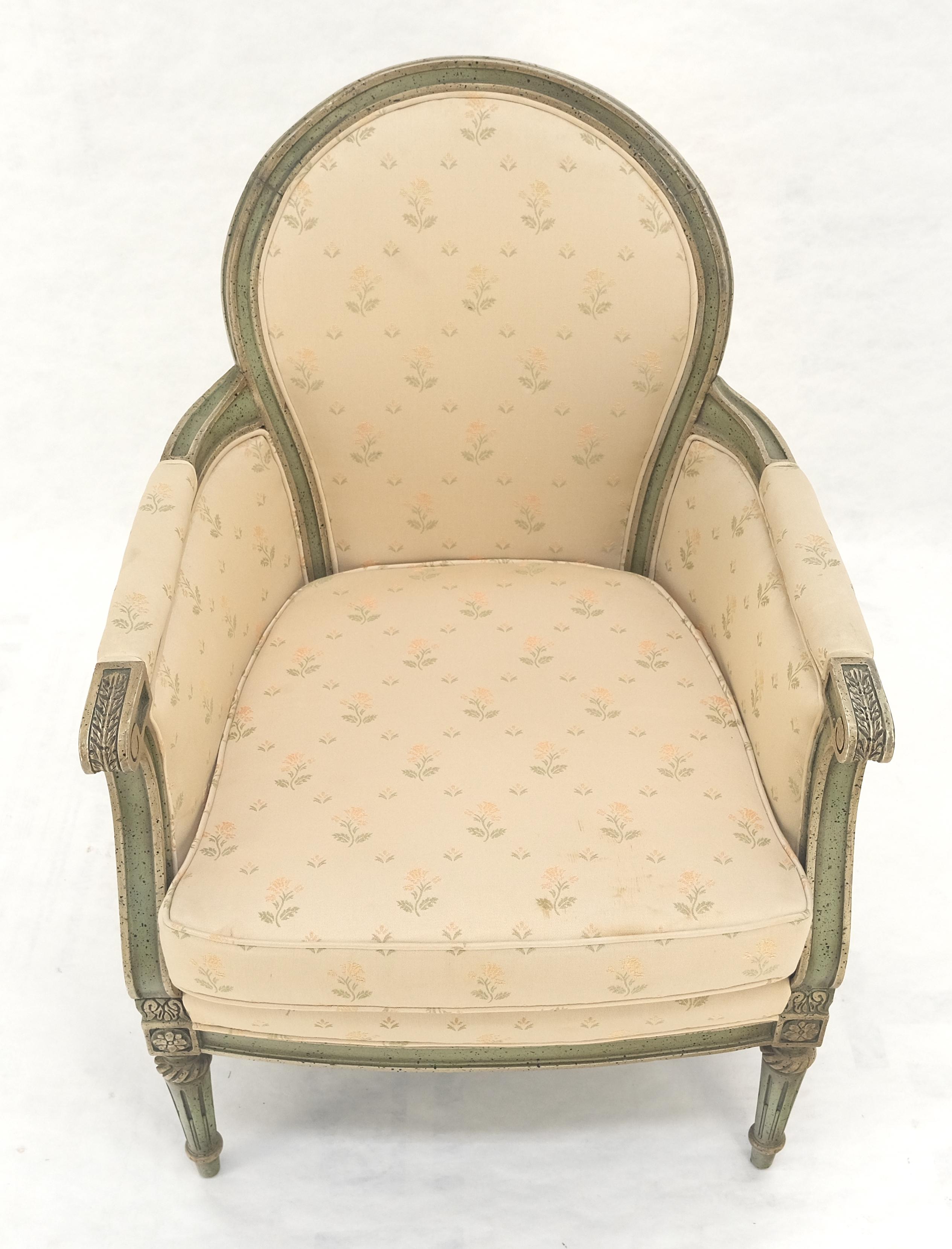 Gemalt Dekoriert Olive Grün Geschnitzt Ballon Rückenlehne Sessel MINT (Französisch) im Angebot