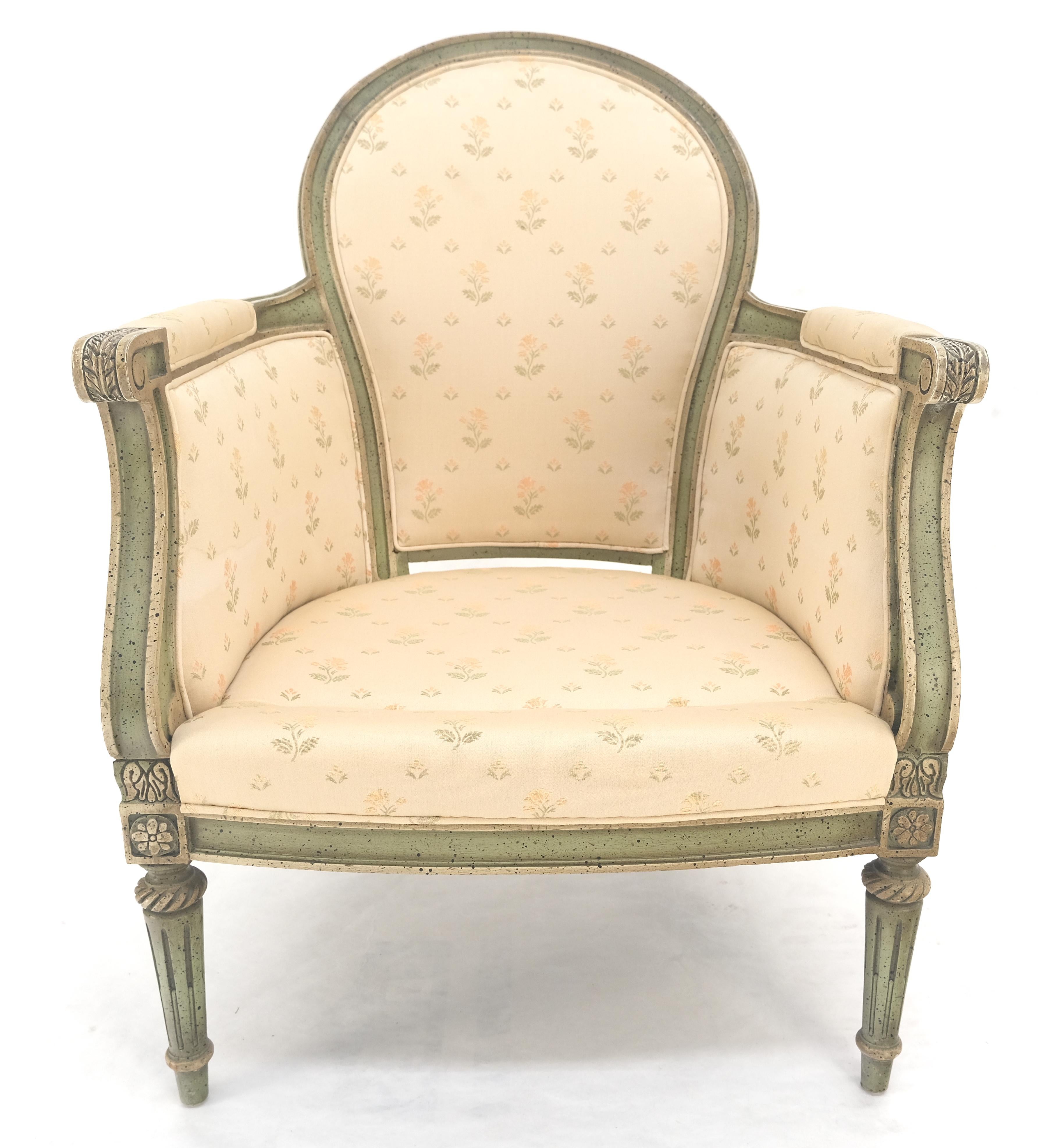 Gemalt Dekoriert Olive Grün Geschnitzt Ballon Rückenlehne Sessel MINT (Hartholz) im Angebot