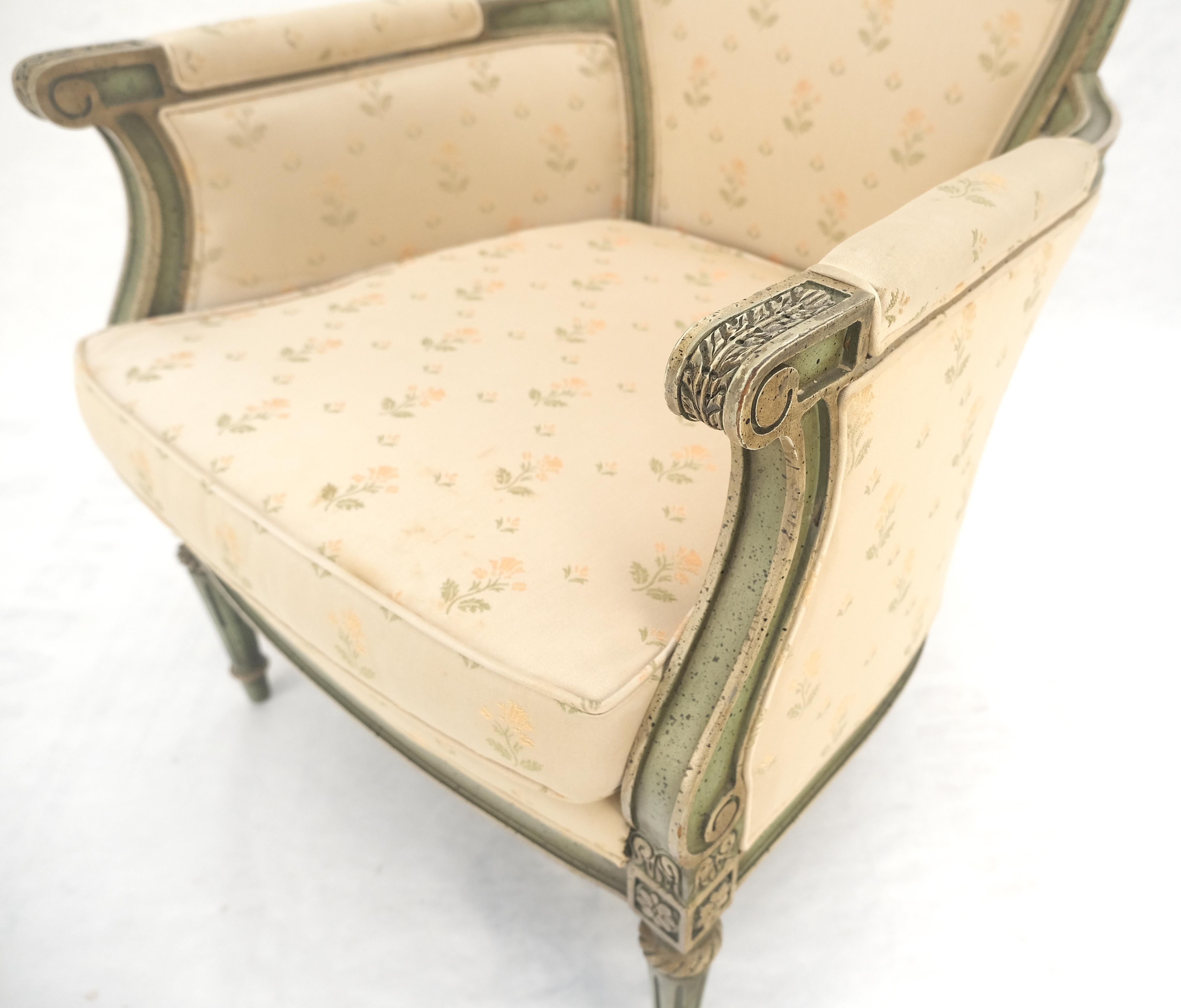 Gemalt Dekoriert Olive Grün Geschnitzt Ballon Rückenlehne Sessel MINT im Angebot 3