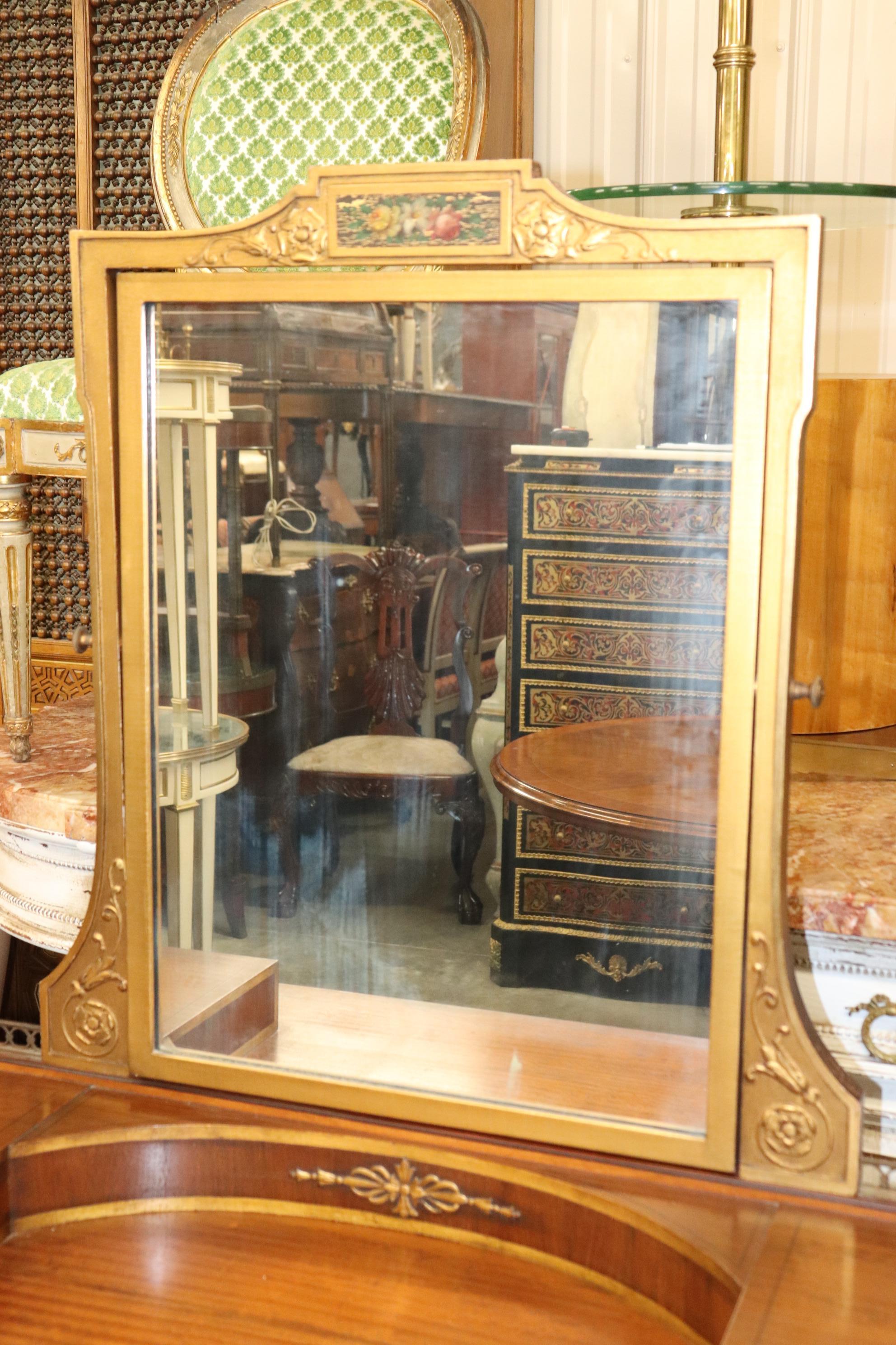 Early 20th Century Paint Decorated Satinwood Adams Ladies Vanity with Mirror Circa 1920s