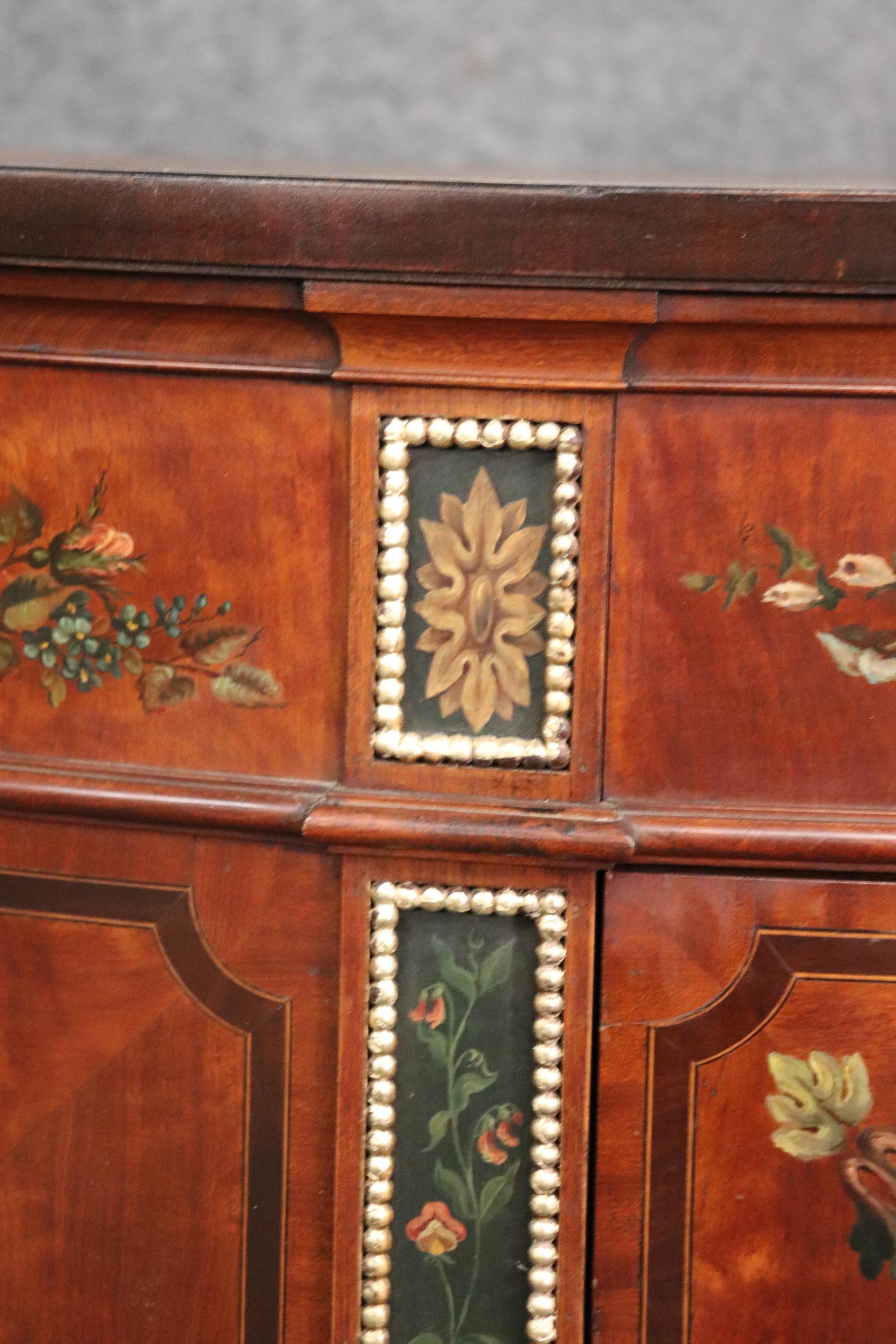 Paint Decorated Satinwood English Adams Style English Commode circa 1900 For Sale 8