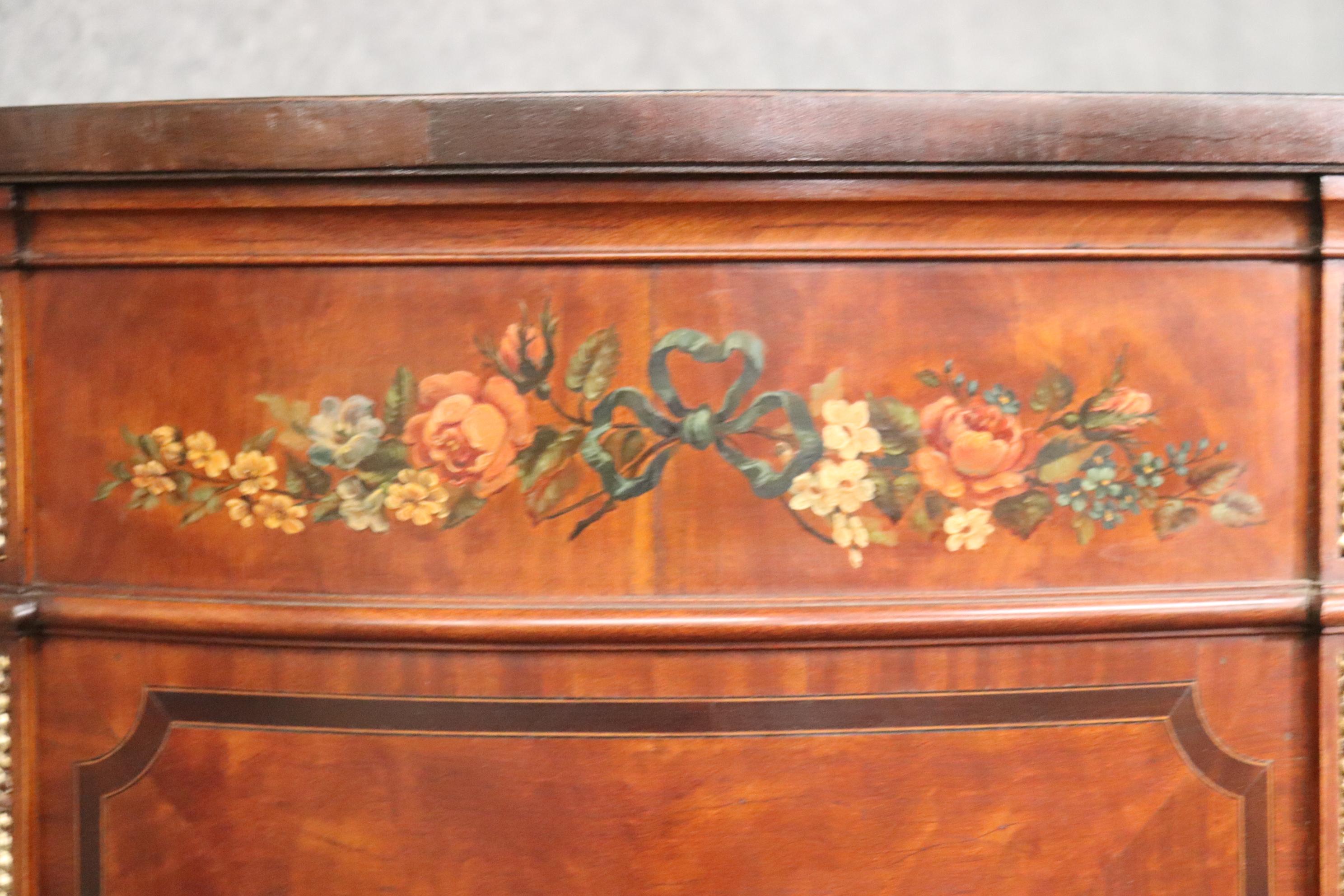 Paint Decorated Satinwood English Adams Style English Commode circa 1900 For Sale 11