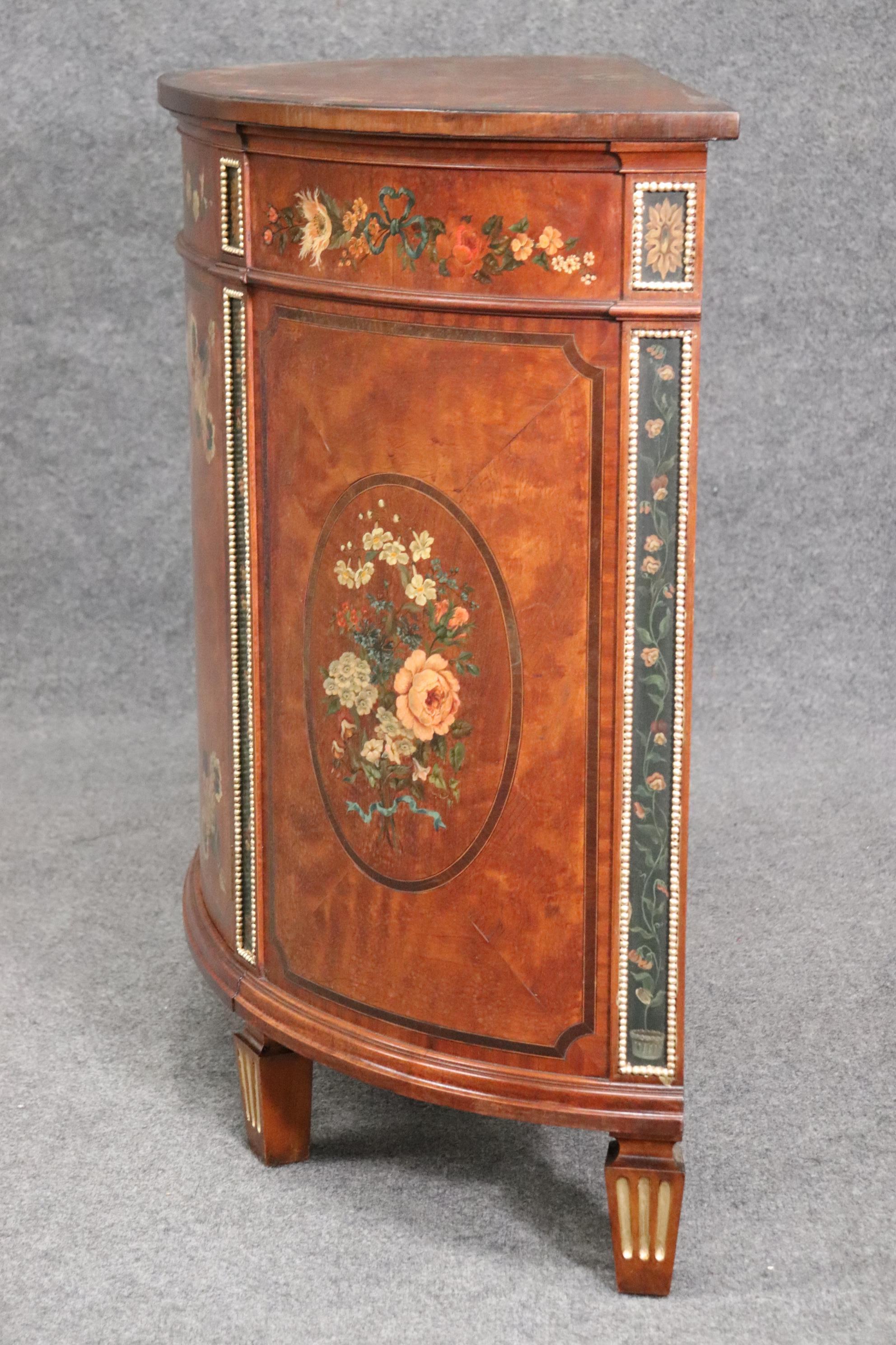 Adam Style Paint Decorated Satinwood English Adams Style English Commode circa 1900 For Sale