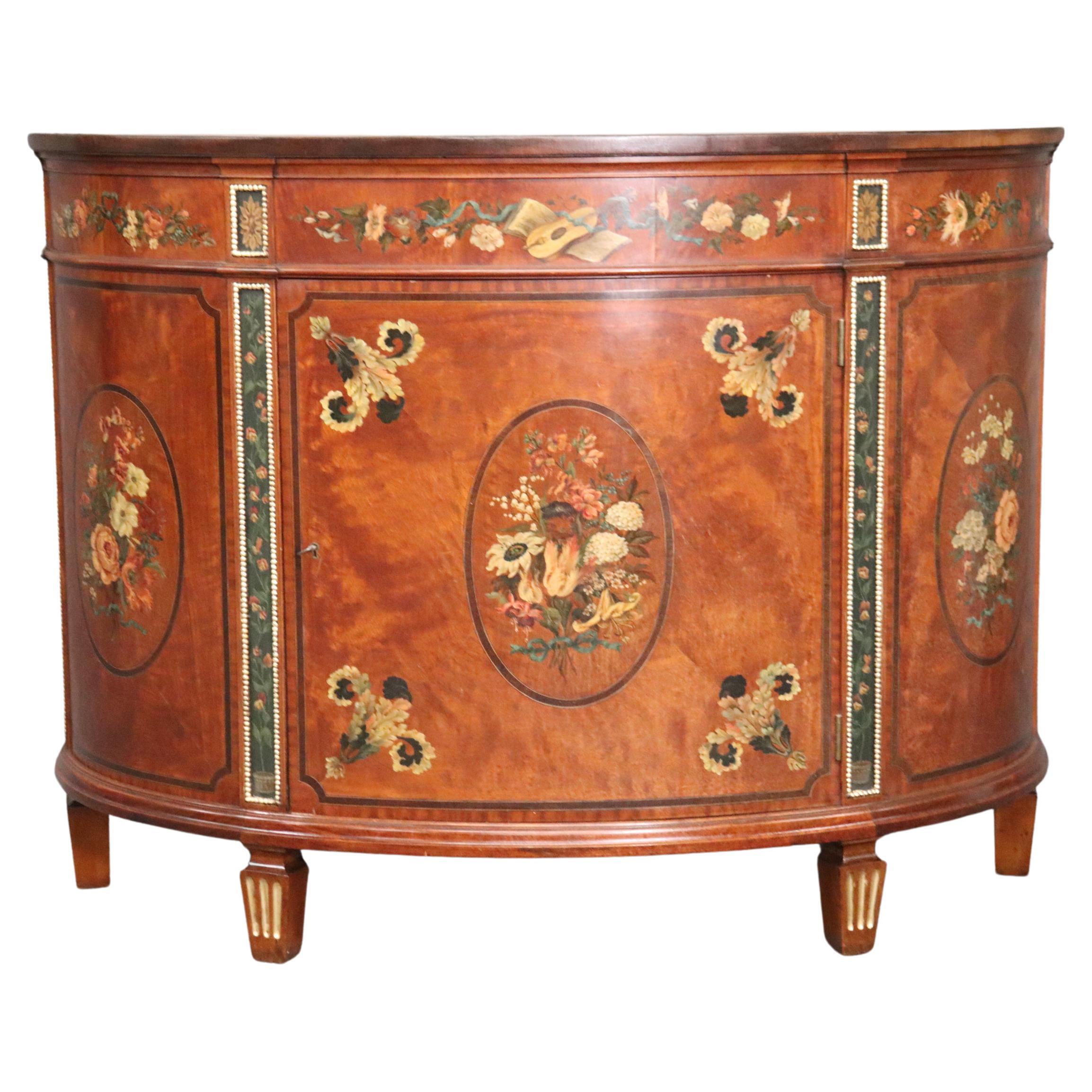 Paint Decorated Satinwood English Adams Style English Commode circa 1900 For Sale