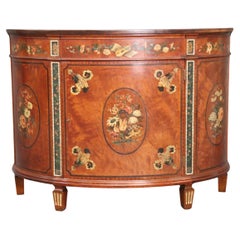 Antique Paint Decorated Satinwood English Adams Style English Commode circa 1900