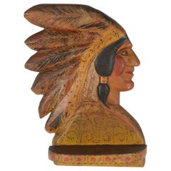 Paint-Decorated Shelf Carved in the Form of a Native American Chief