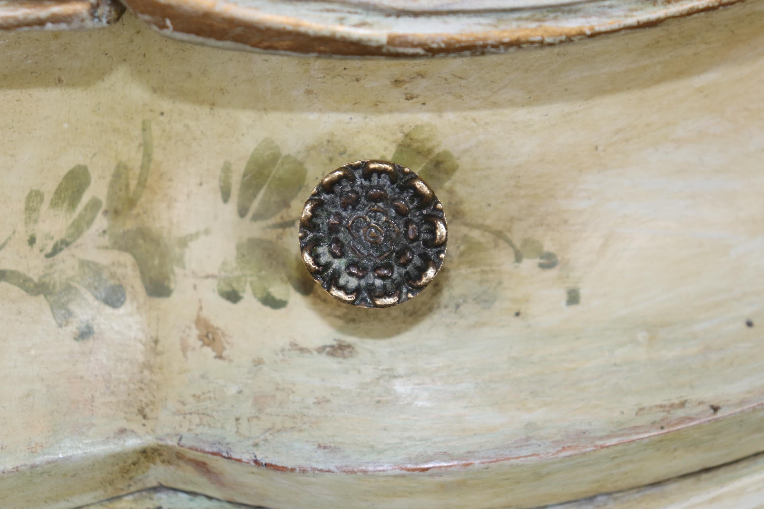 Paint Decorated Venetian Bombe Italian Commode Dresser Circa 1940 7