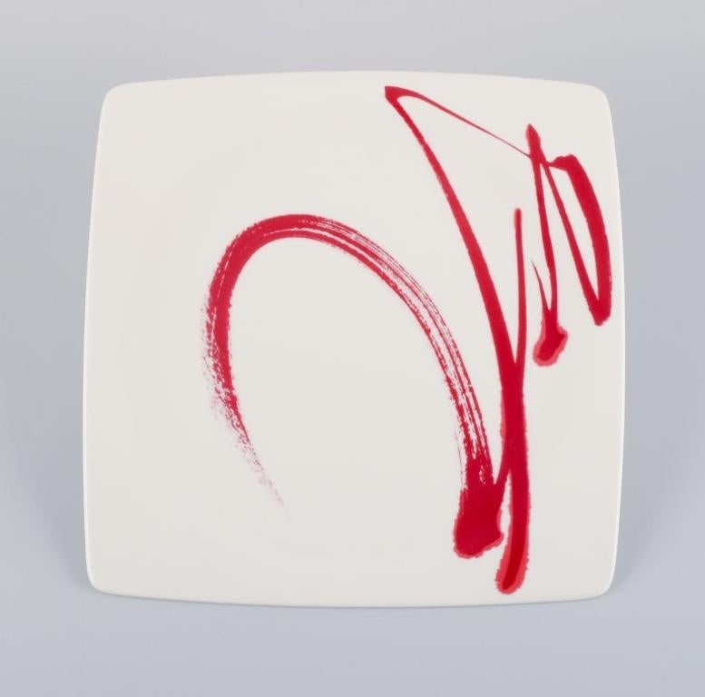 Thai Paint It Red Collection - Red Vanilla, Royal Fine China, six porcelain plates