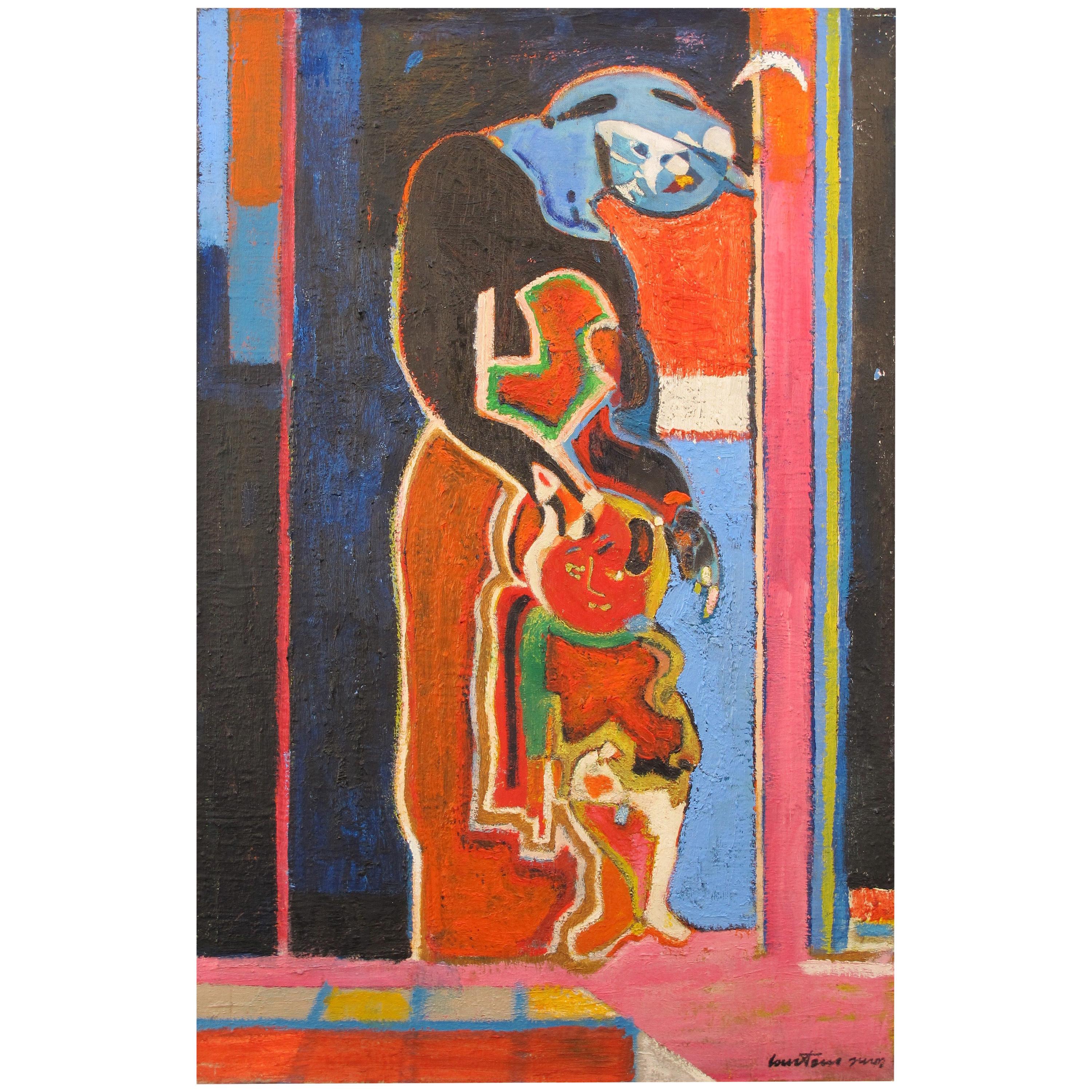 Paint "Maternity, 1983" by Pierre Courtens For Sale