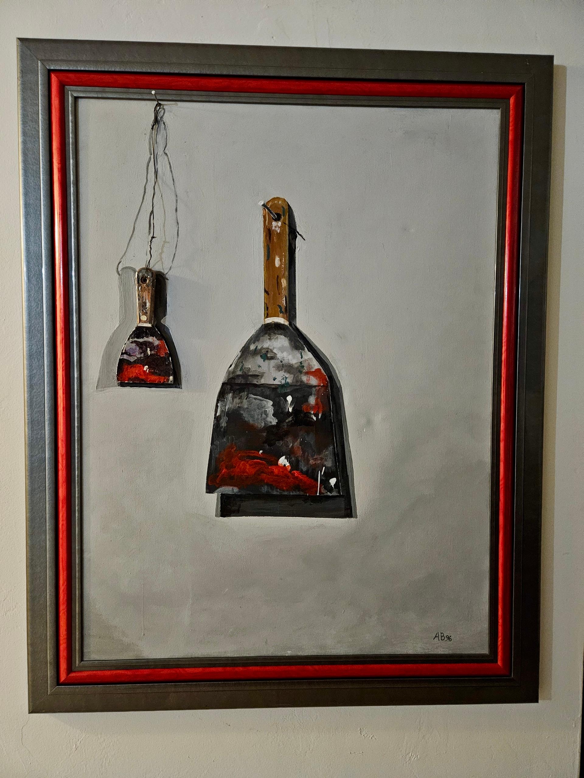 Mid-Century moderno Paint Scraper '96 Olio su tela a tecnica mista in vendita