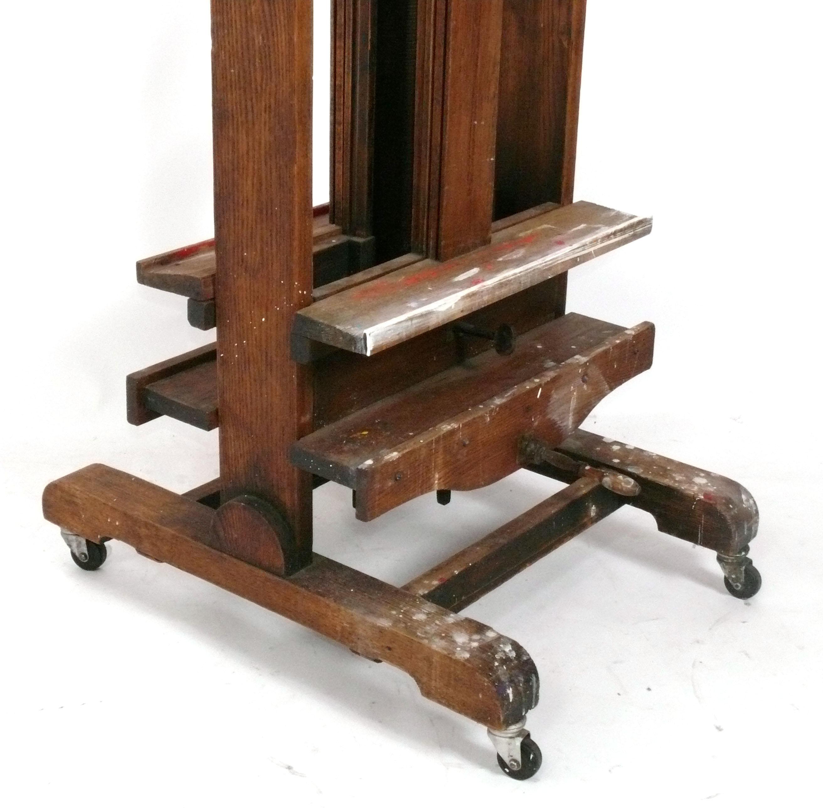 Paint Splattered Artist's Double Easel or TV Stand In Distressed Condition In Atlanta, GA