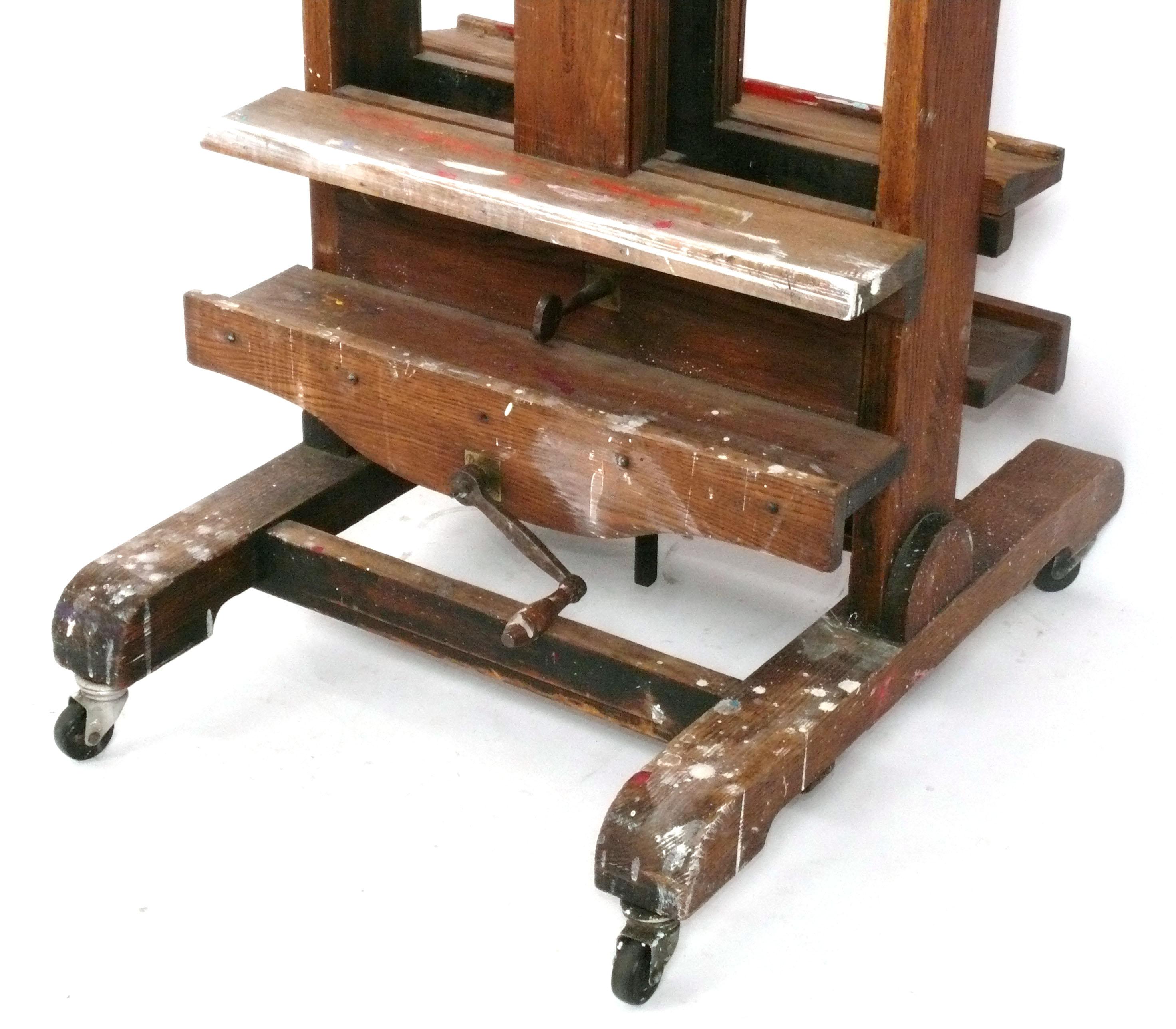 Mid-20th Century Paint Splattered Artist's Double Easel or TV Stand
