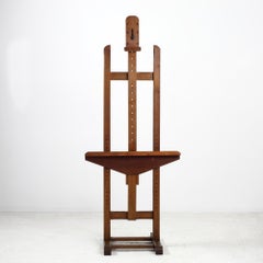 Paint-Splattered French Adjustable Wooden Artist's Easel Mid-20th Century