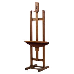 Paint-Splattered French Adjustable Wooden Artist's Easel Mid-20th Century