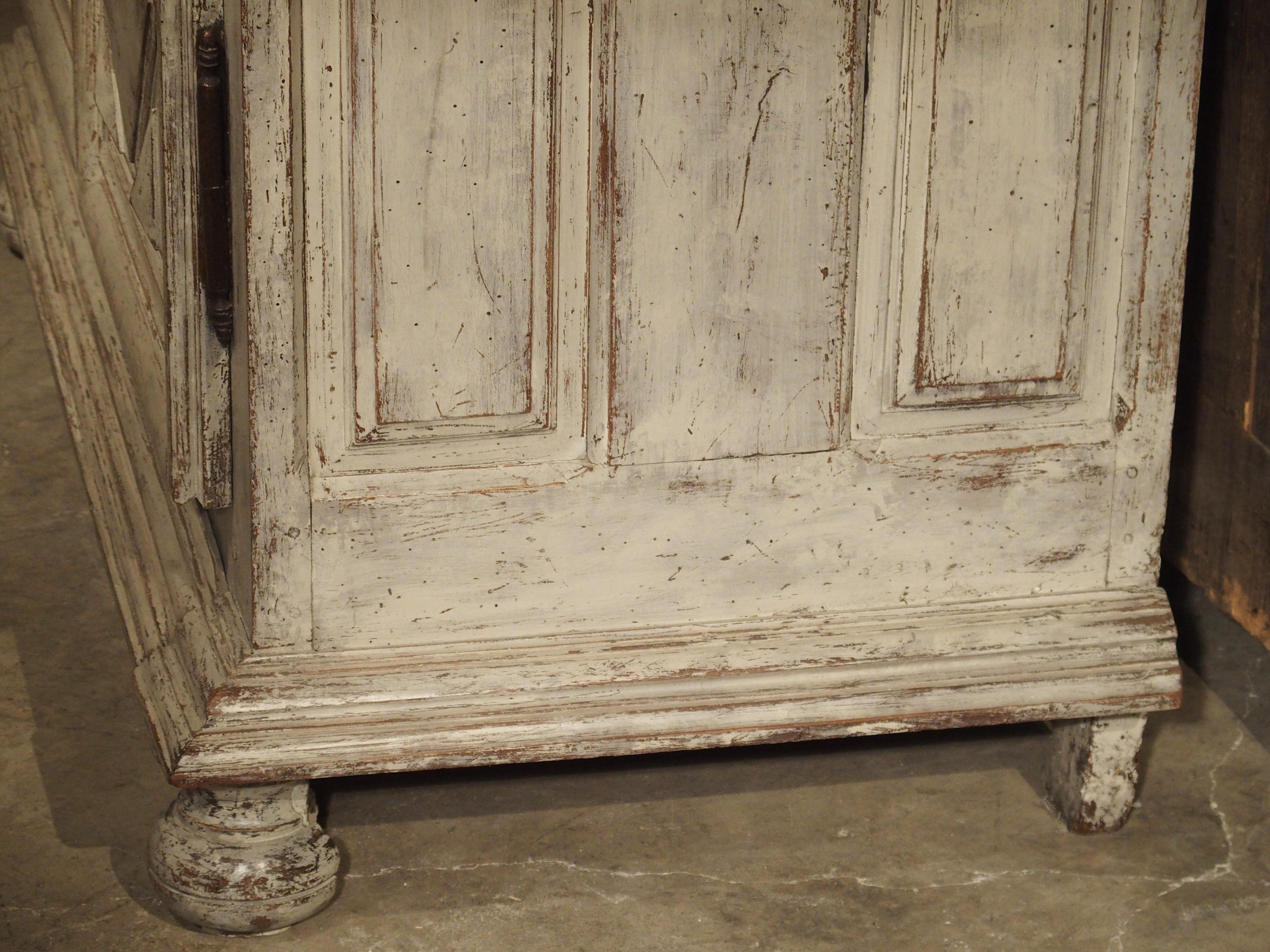 Painted 17th Century French Oak Diamond Point Armoire 3