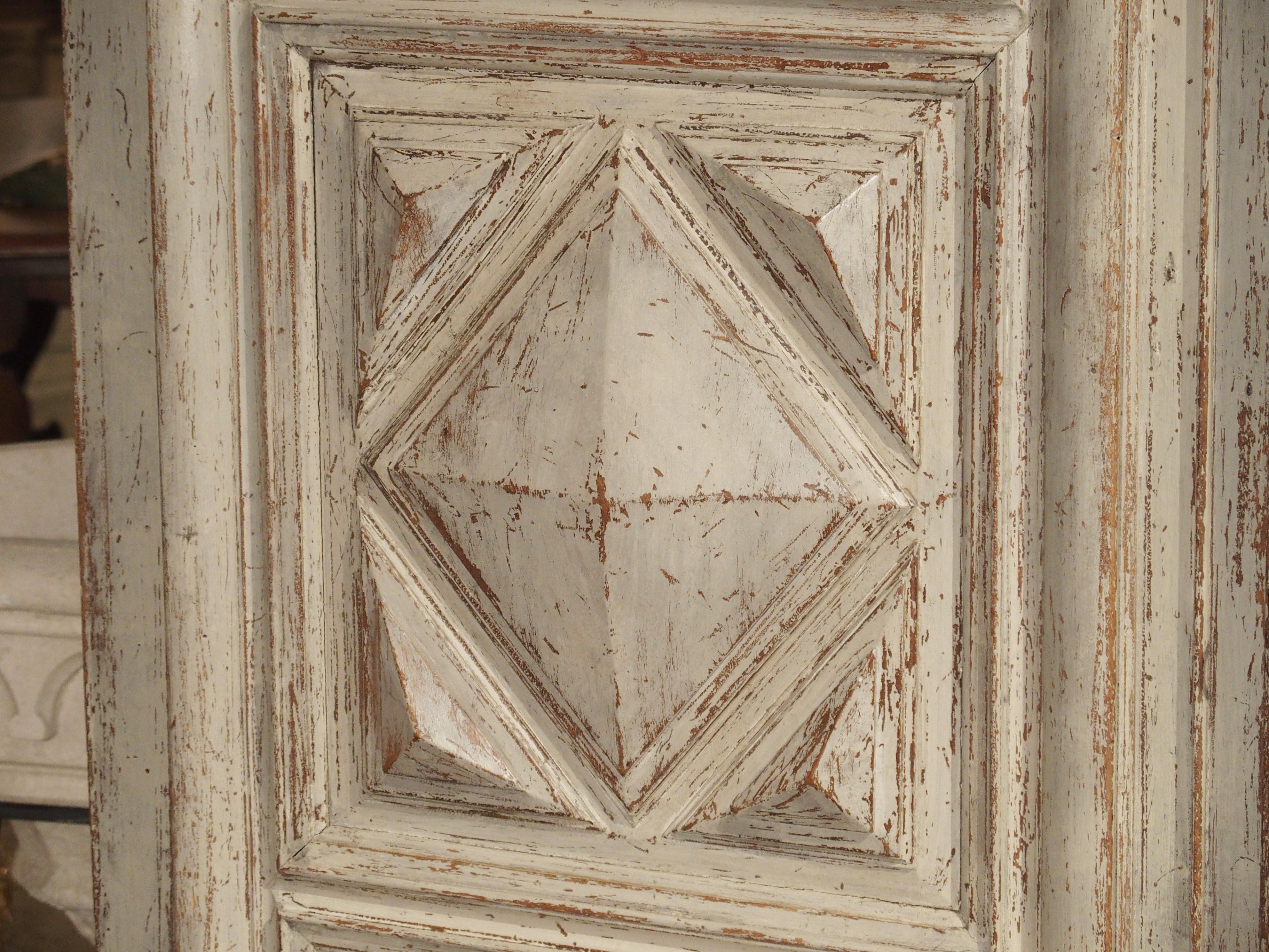 Painted 17th Century French Oak Diamond Point Armoire In Good Condition In Dallas, TX