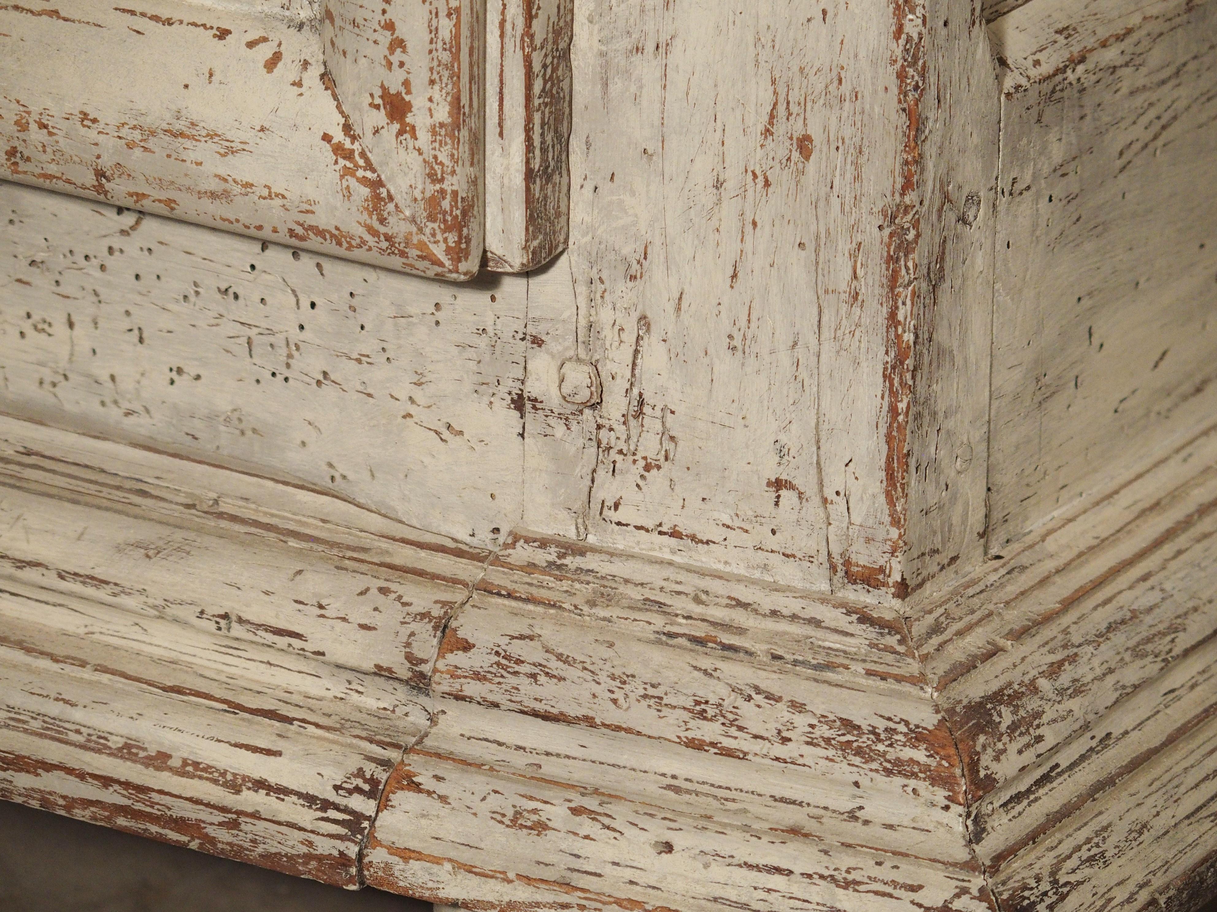 18th Century and Earlier Painted 17th Century French Oak Diamond Point Armoire