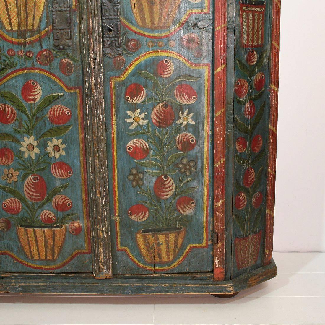 Painted 18th Century French Wedding Armoire from the Alsace 5