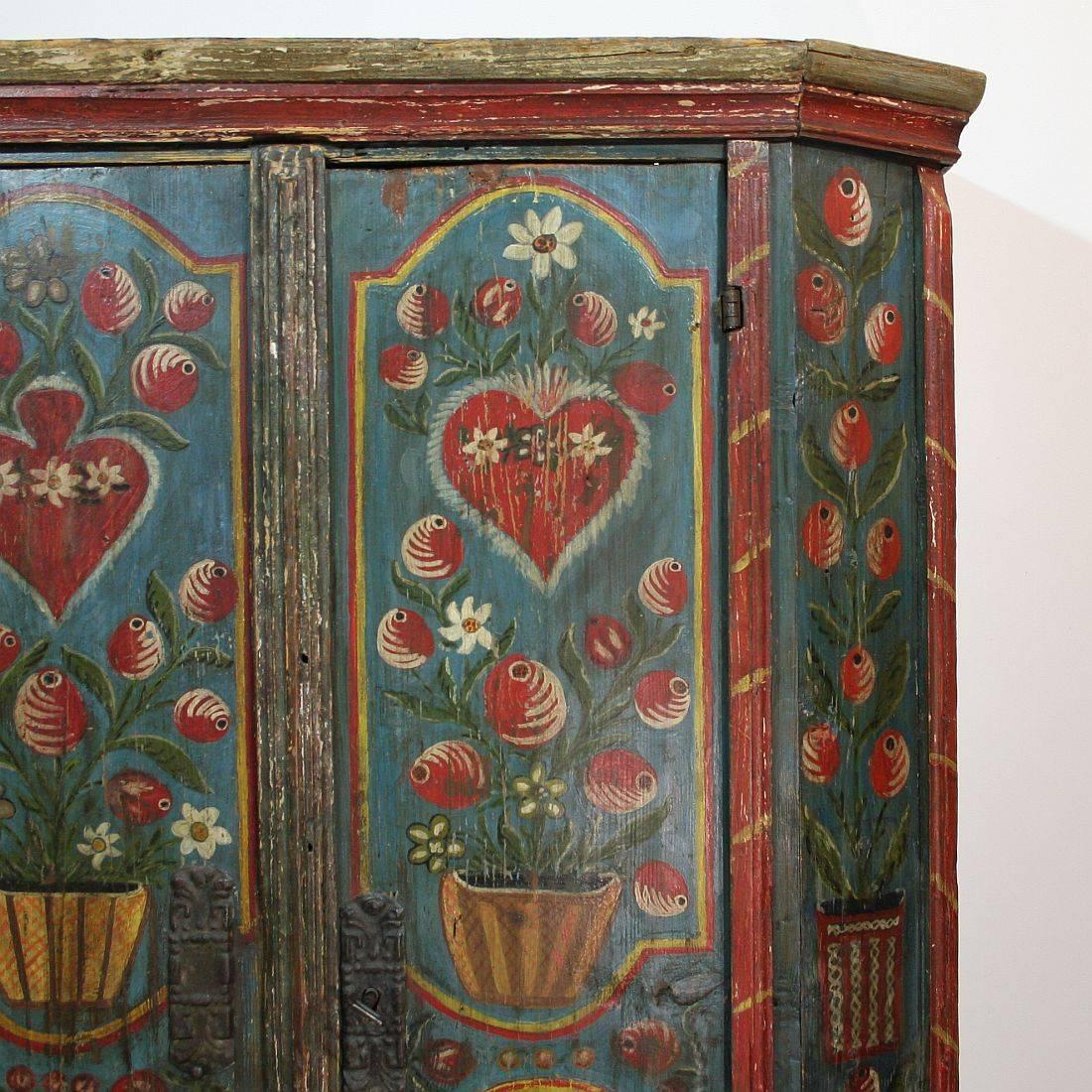 Painted 18th Century French Wedding Armoire from the Alsace 3