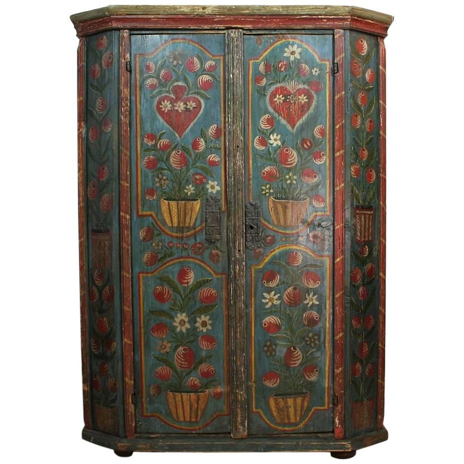 Painted 18th Century French Wedding Armoire from the Alsace
