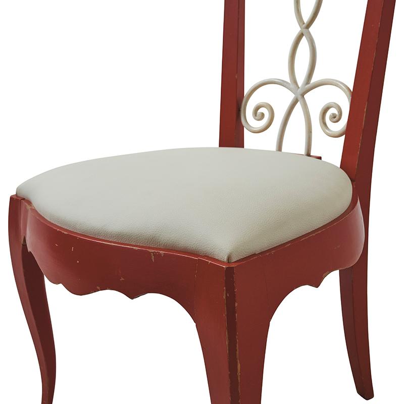 Painted 1940's French Side Chairs Upholstered in Schumacher Fabric In Good Condition In New York, NY