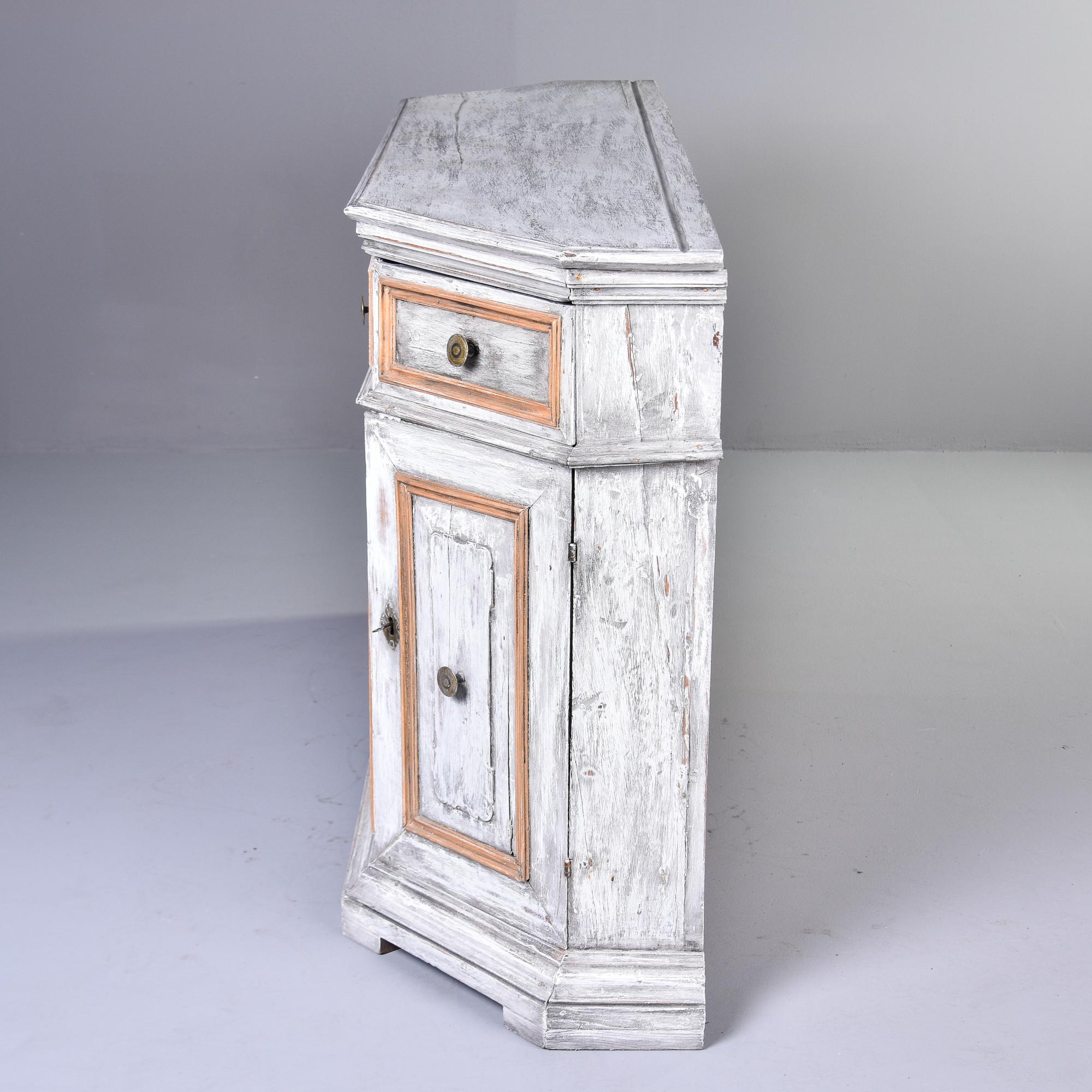 Painted 19th Century Bow Front Cabinet with Gilded Panels For Sale 5