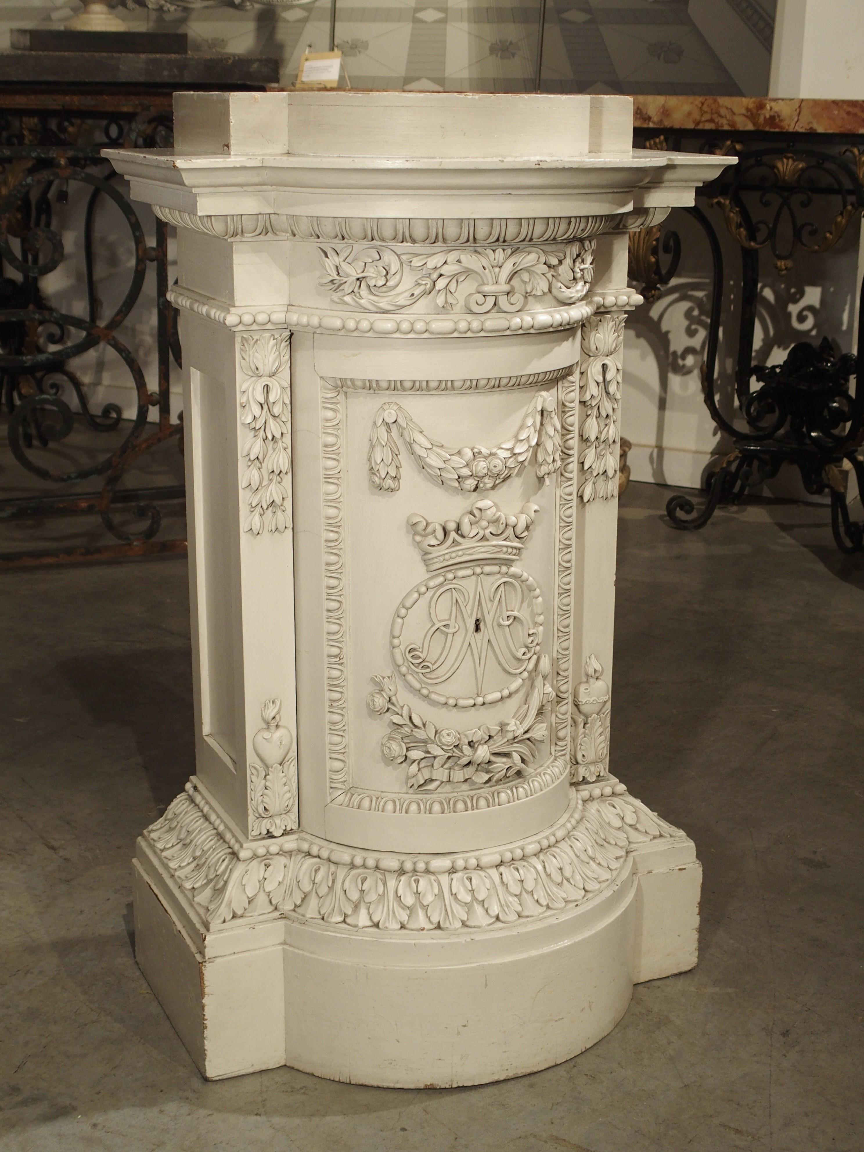 Painted 19th Century Empire Style Tabernacle Pedestal from France 13