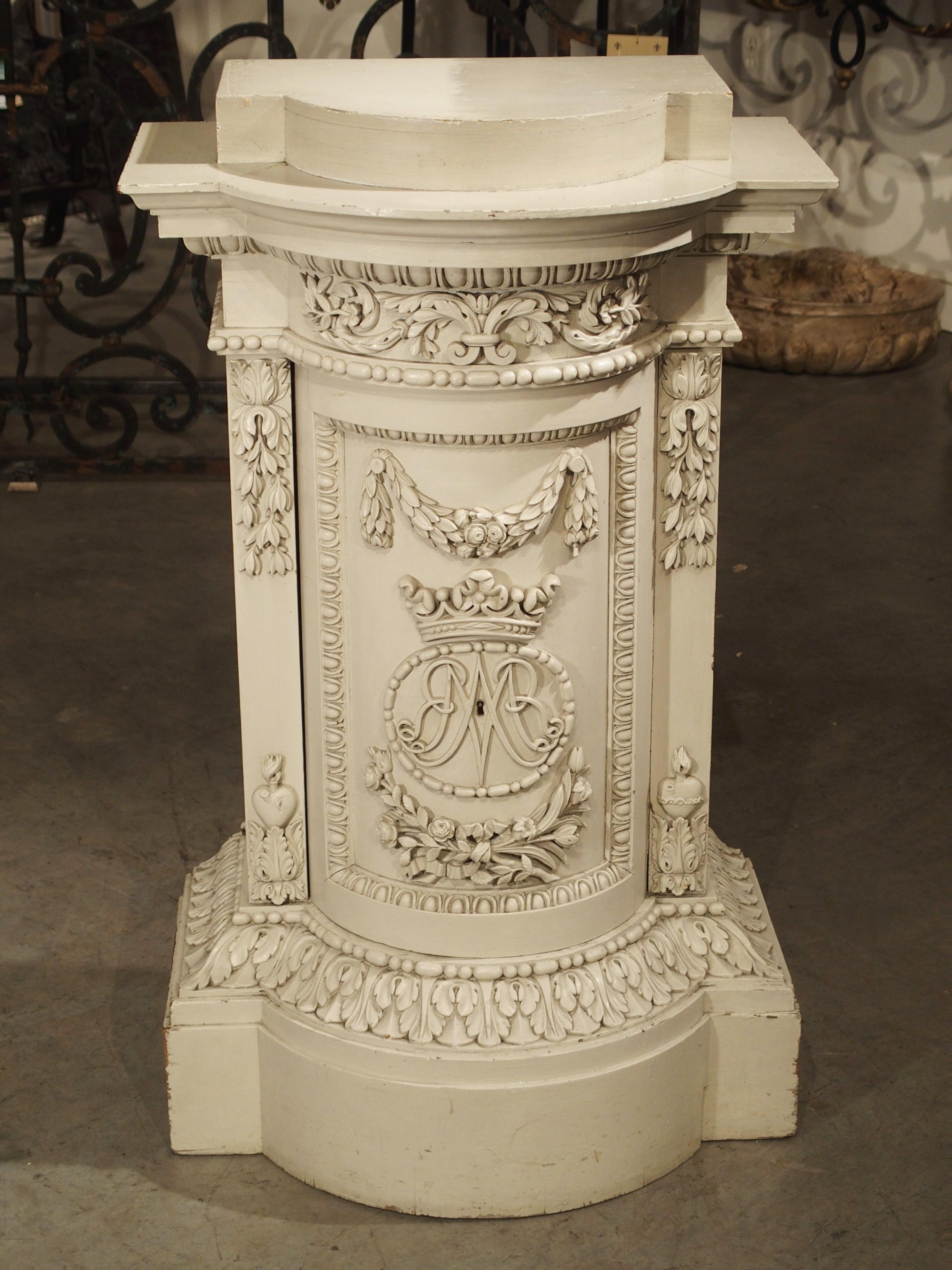 French Painted 19th Century Empire Style Tabernacle Pedestal from France
