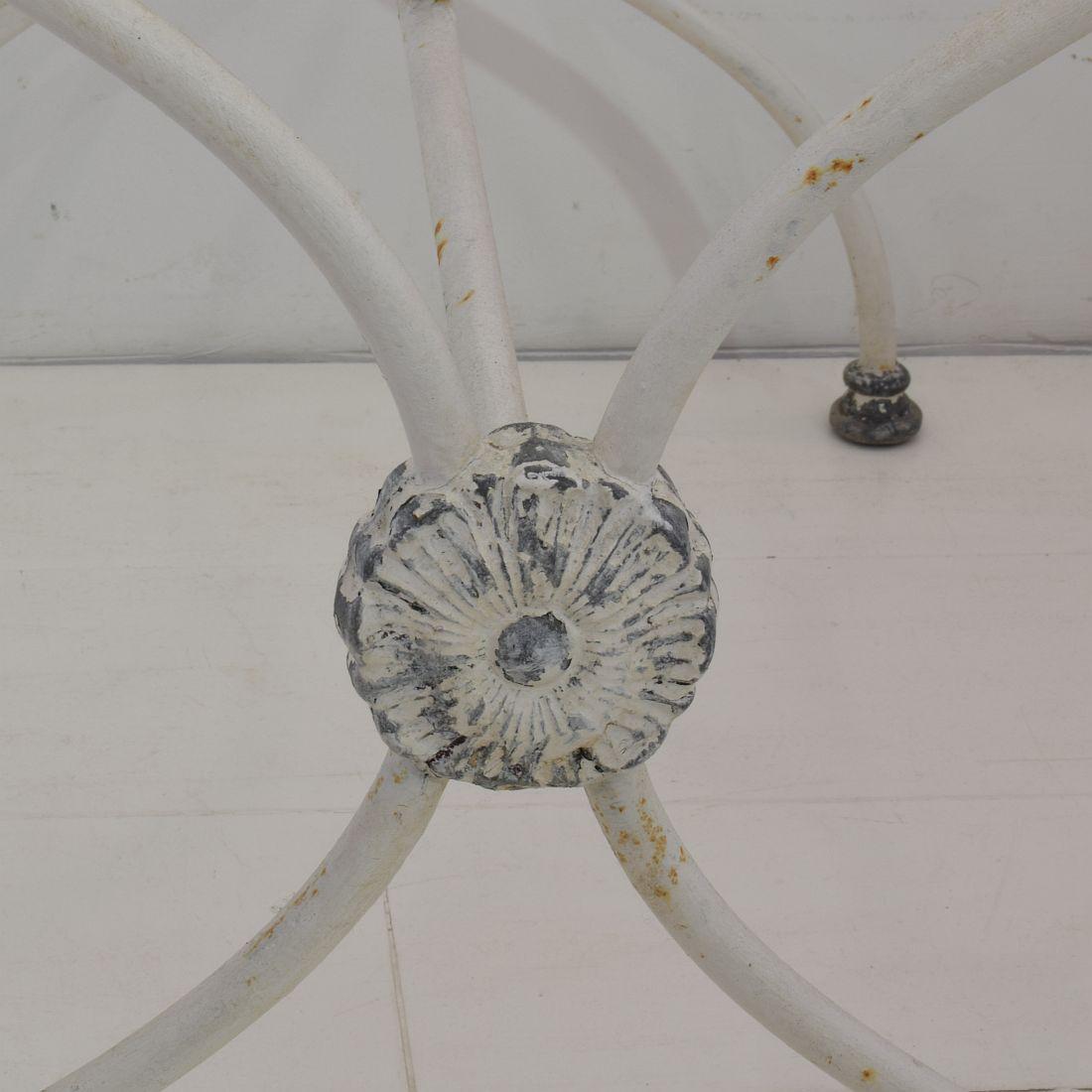 Painted 19th Century French Iron Marble Top Garden Table 11