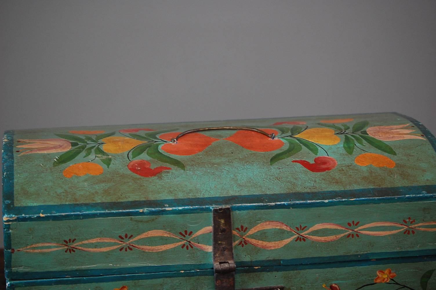 Painted 19th Century French Marriage Chest 1