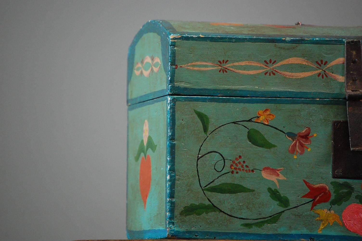 Painted 19th Century French Marriage Chest 3
