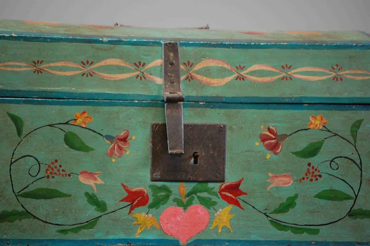 Painted 19th Century French Marriage Chest 4