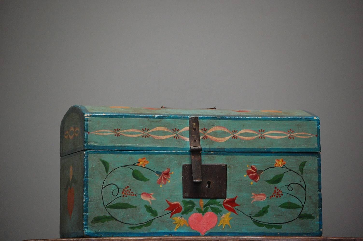 Painted 19th Century French Marriage Chest 5