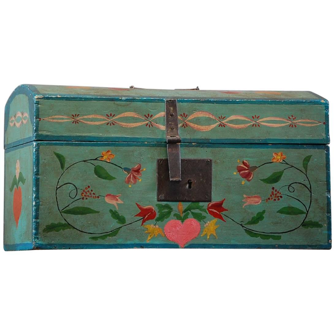 Painted 19th Century French Marriage Chest