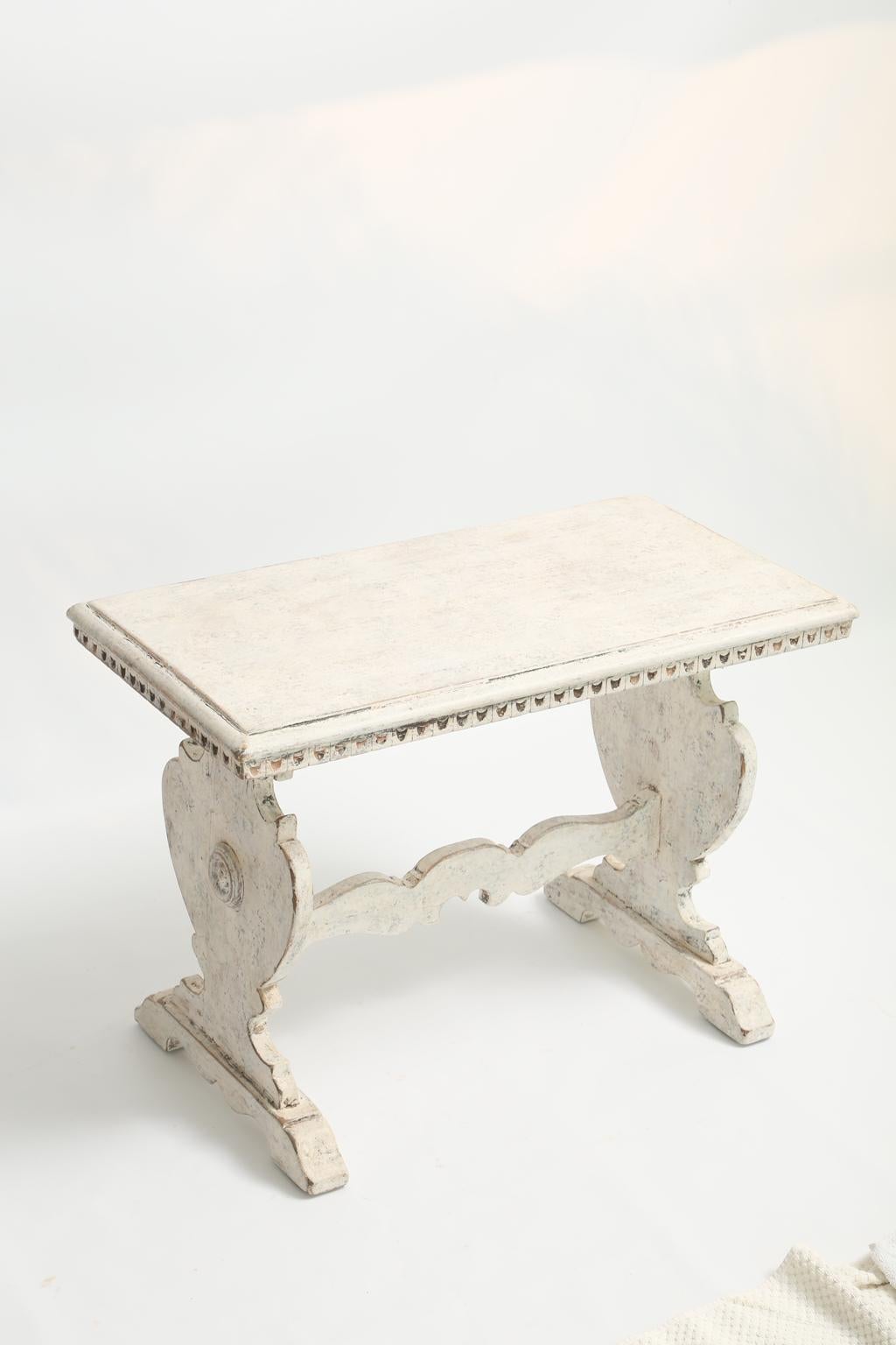 Painted 19th Century Trestle Side Table 1