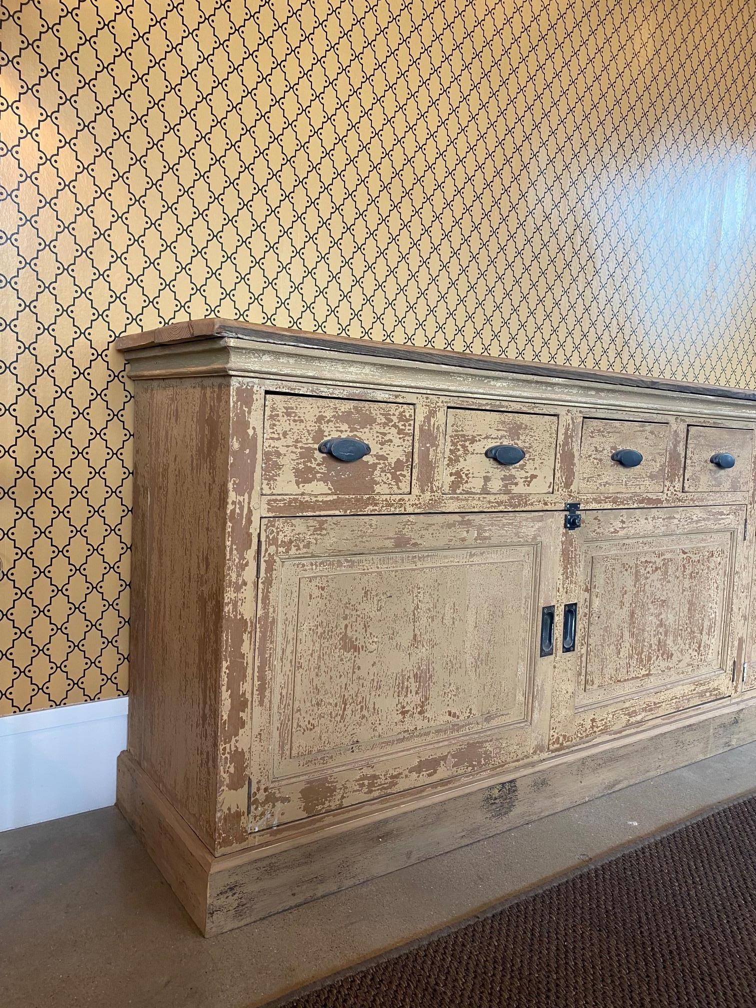 Painted 9 Foot Sideboard, France, 19th Century In Good Condition In Austin, TX