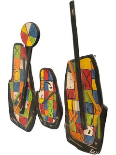 Painted Abstract  Sculpture on Wood by American Artist Byron Lacy