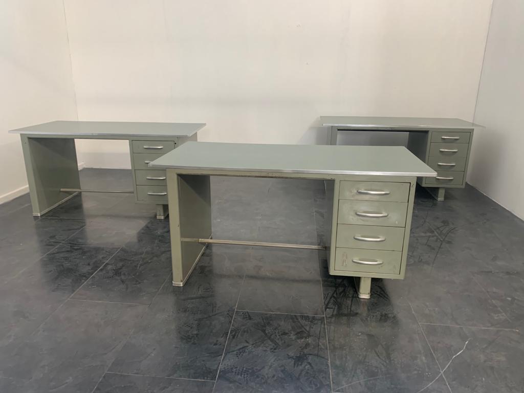 Painted Aluminium Desk with Laminate Top from Carlotti, 1950s For Sale 1