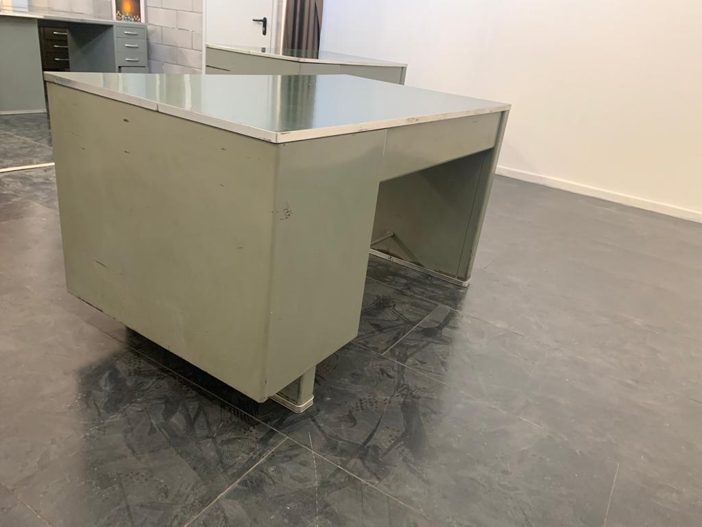 Industrial Painted Aluminium Desk with Laminate Top from Carlotti, 1950s For Sale