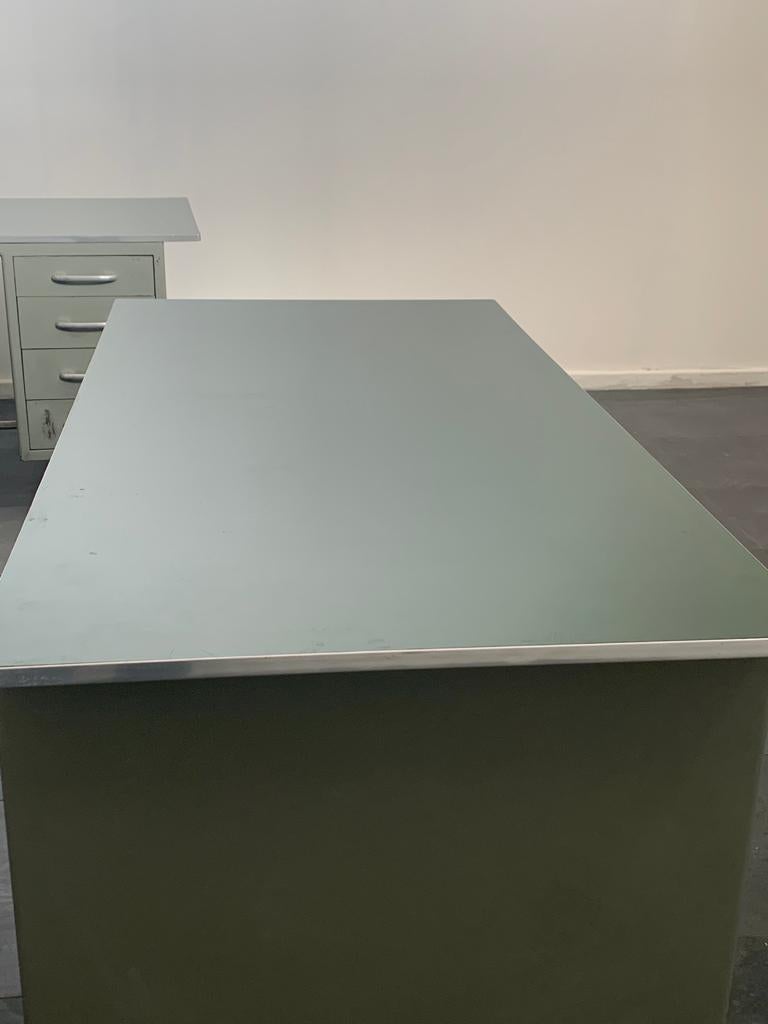 Industrial Painted Aluminium Desk with Laminate Top from Carlotti, 1950s For Sale