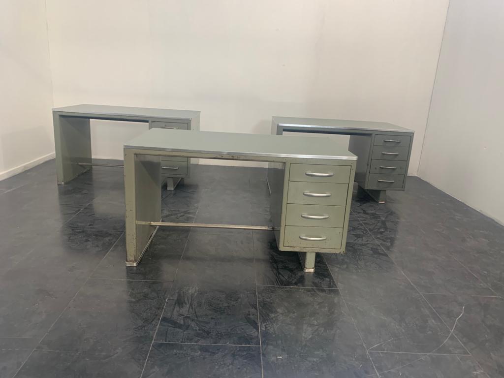 Metal Painted Aluminium Desk with Laminate Top from Carlotti, 1950s For Sale