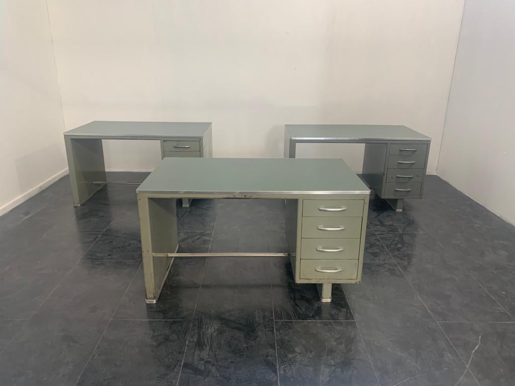 Painted Aluminium Desk with Laminate Top from Carlotti, 1950s For Sale 1