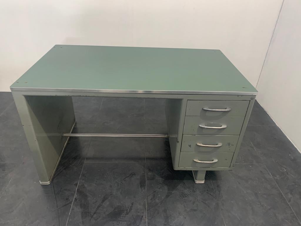 Painted Aluminium Desk with Laminate Top from Carlotti, 1950s For Sale 2
