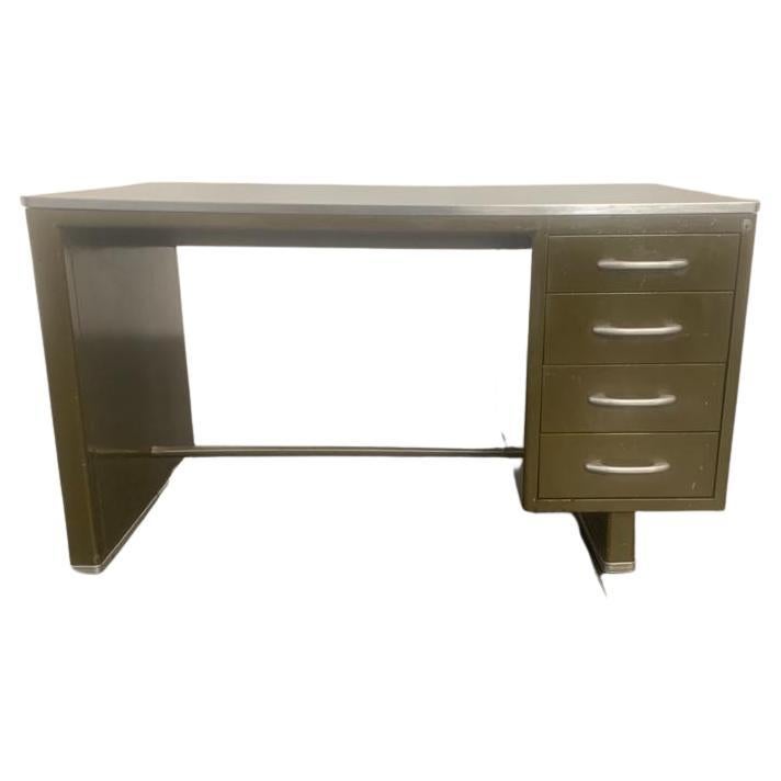 Bureau en aluminium peint avec plateau en stratifié de Carlotti, années 1950