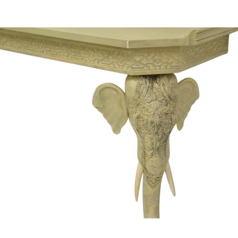 20th Century Painted and Carved Elephant Console & Mirror Set For Sale