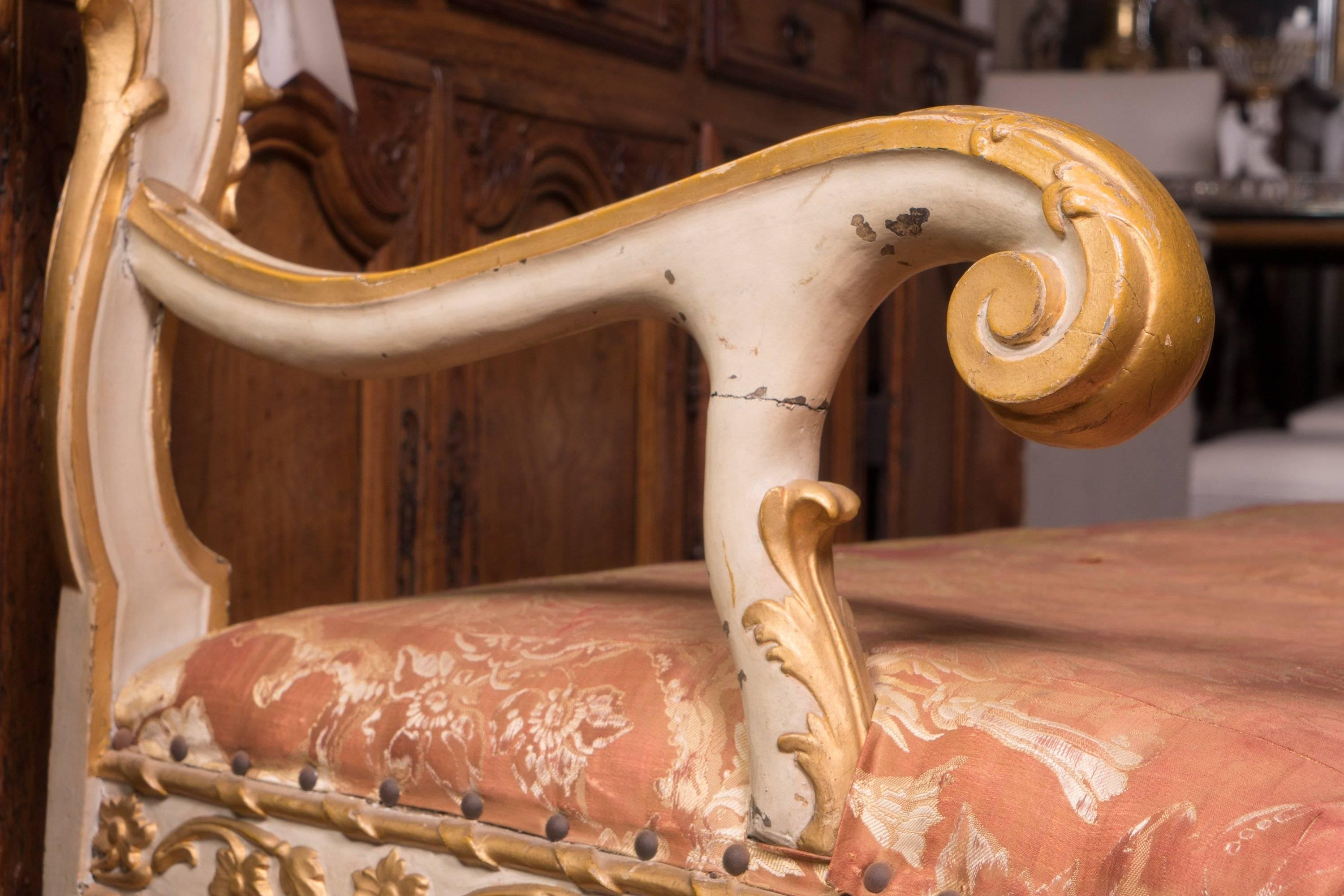 19th Century Painted and Carved Italian Bench