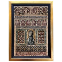 Bemalte und geschnitzte Gipsplakette der Alhambra aus Granada, spätes 19. Jahrhundert