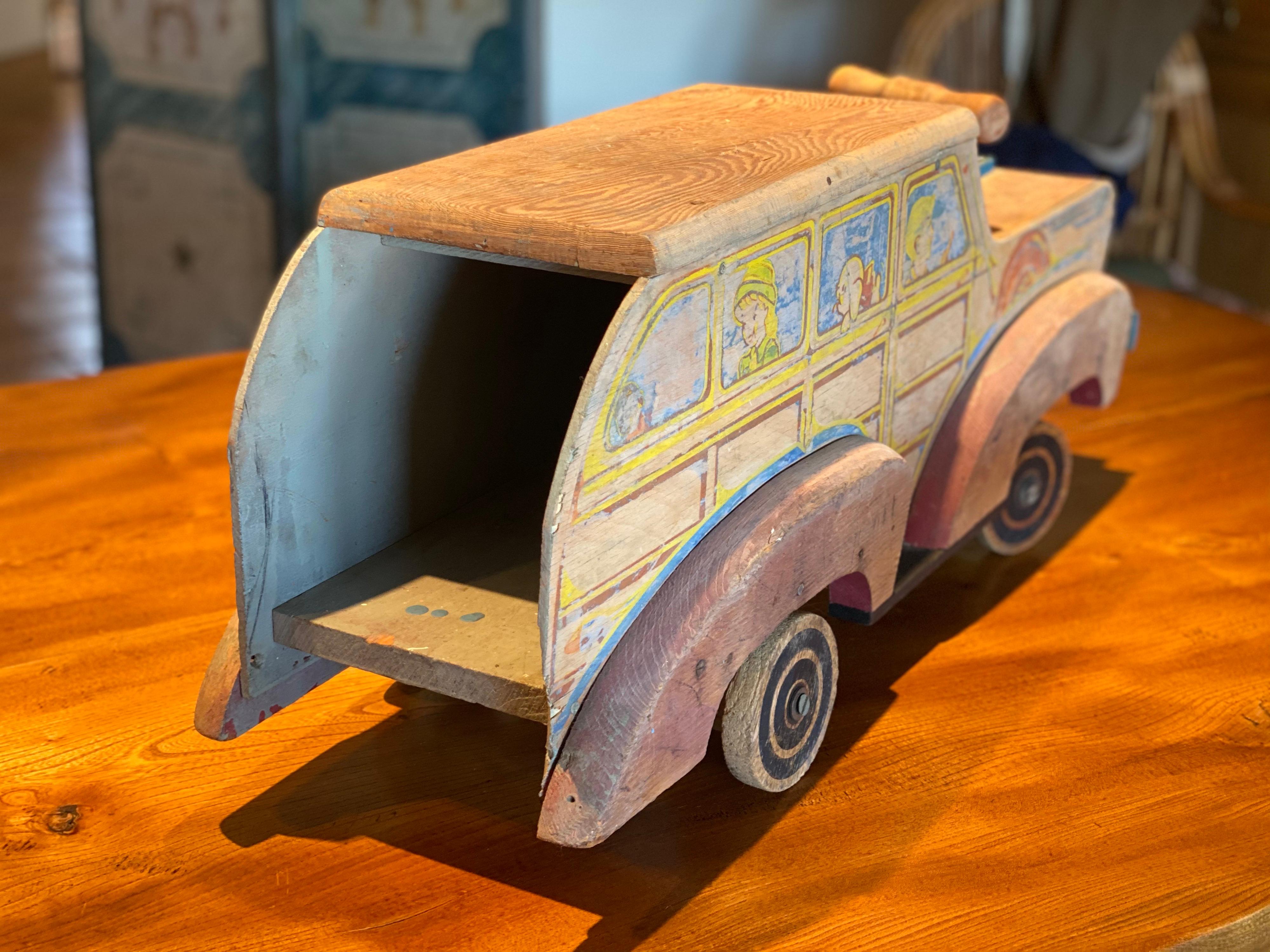 Painted and Carved Toy 'Woody' Car, circa 1930s-1940s 5